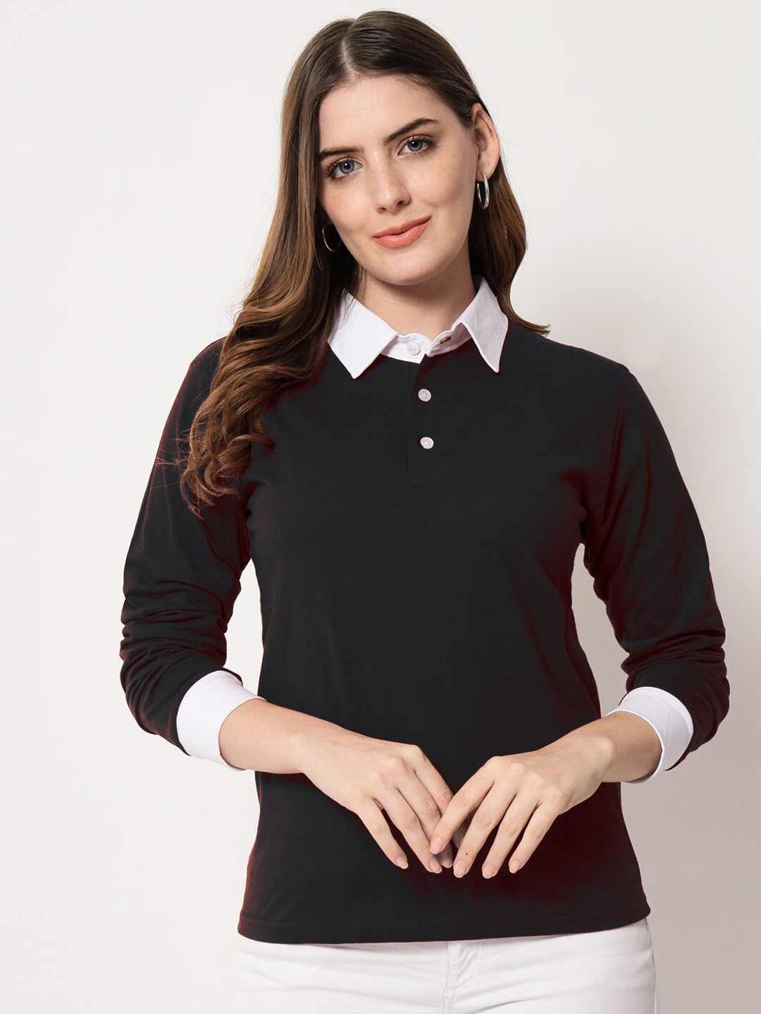 

Viral trend Polo Collar Cotton T-shirt, Black