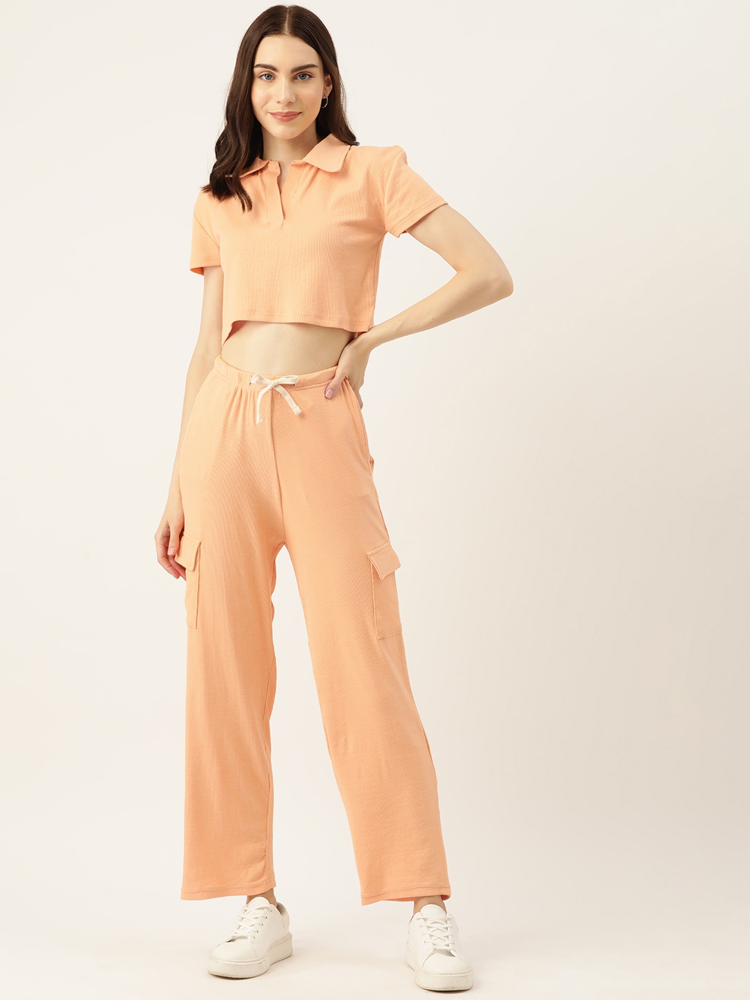 

Malachi Ribbed Crop Top & Cargo Co-Ord Set, Orange