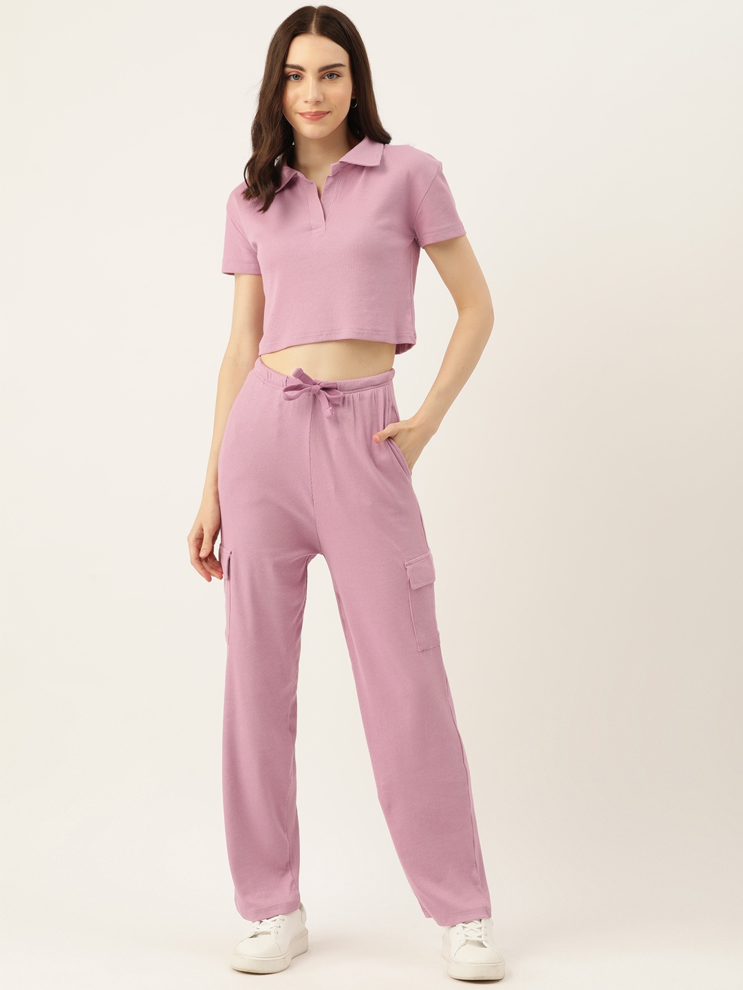 

Malachi Ribbed Crop Top & Cargo Co-Ord Set, Lavender