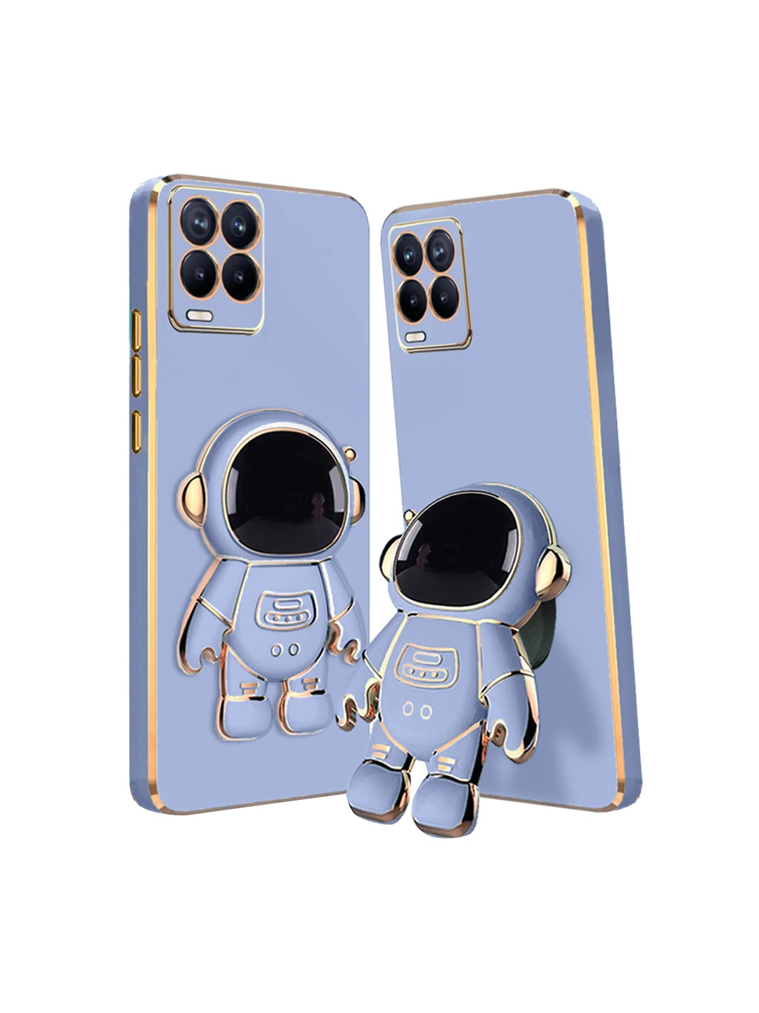 

Karwan Realme 8 4g Phone Back Cover With Astronaut Holster Stand, Blue