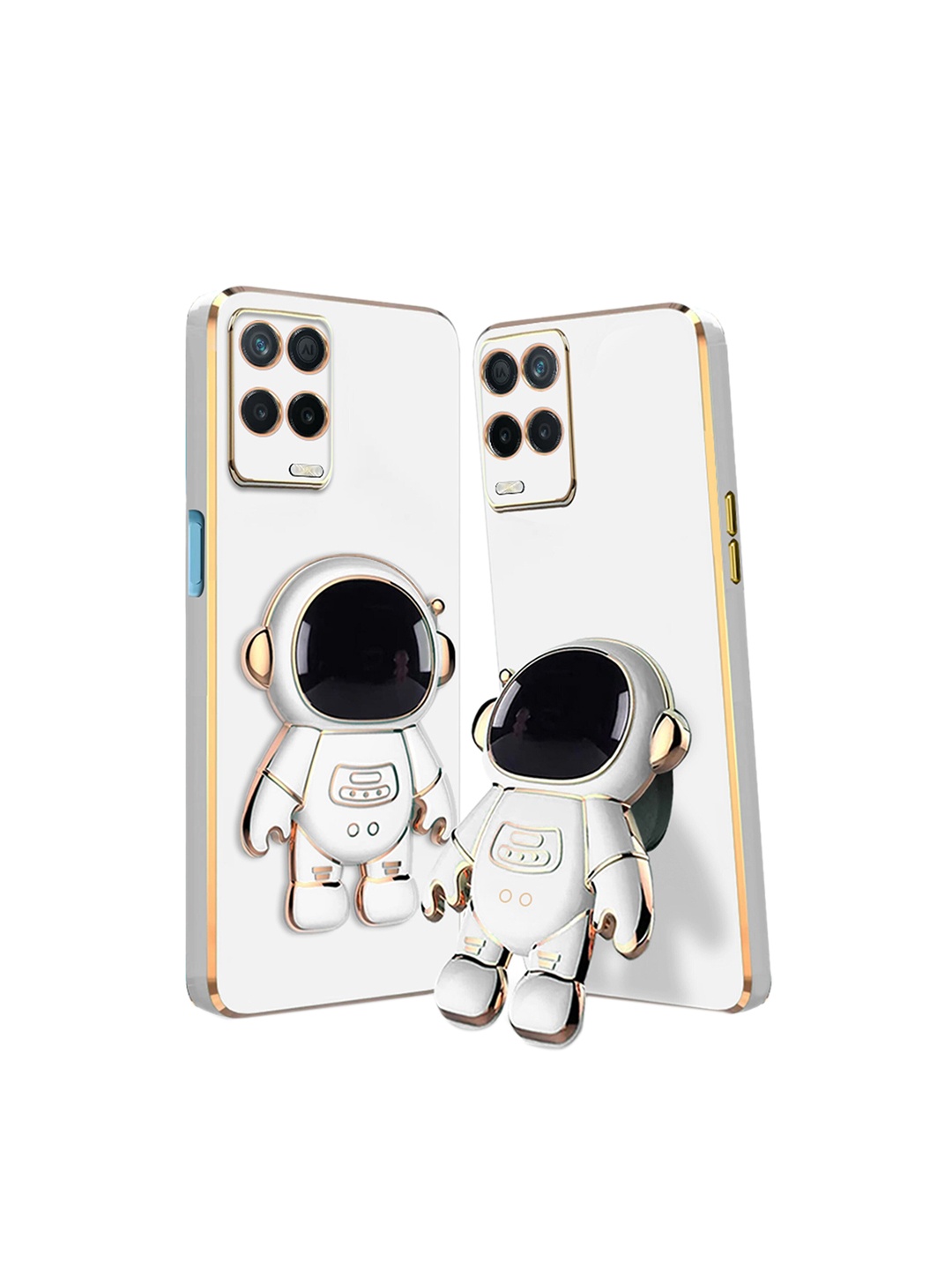 

Karwan Realme 8 Back Case Cover With Astronaut Holster Stand Back Case Cover, White