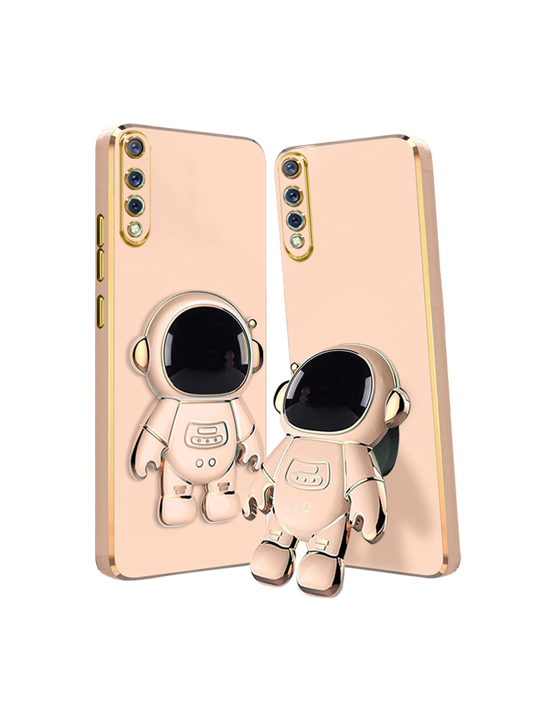 

Karwan Vivo S1 Phone Back Cover With Astronaut Holster Stand, Peach