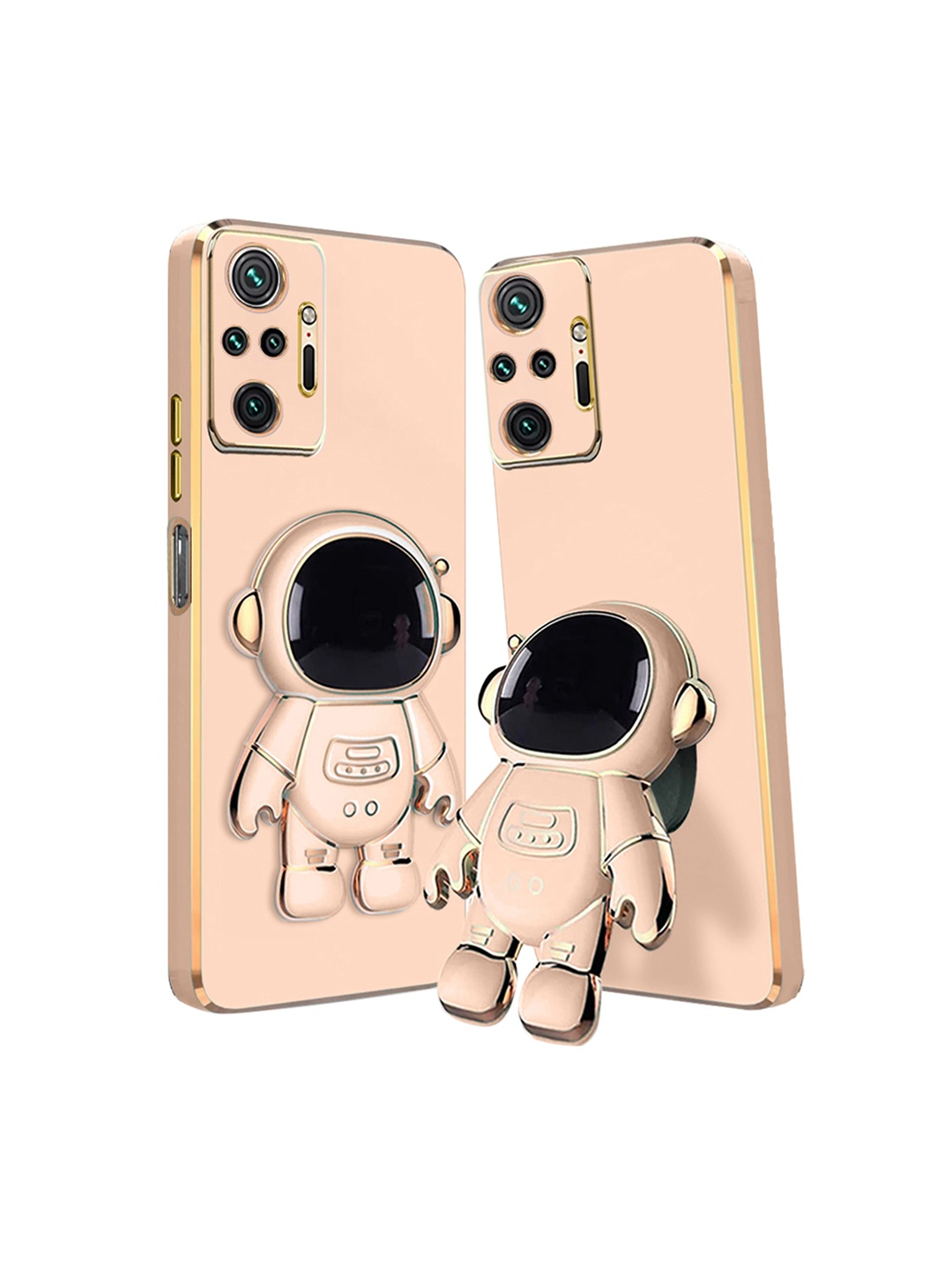 

Karwan Redmi Mi Note 10 Pro Phone Back Cover With Astronaut Holster Stand, Pink