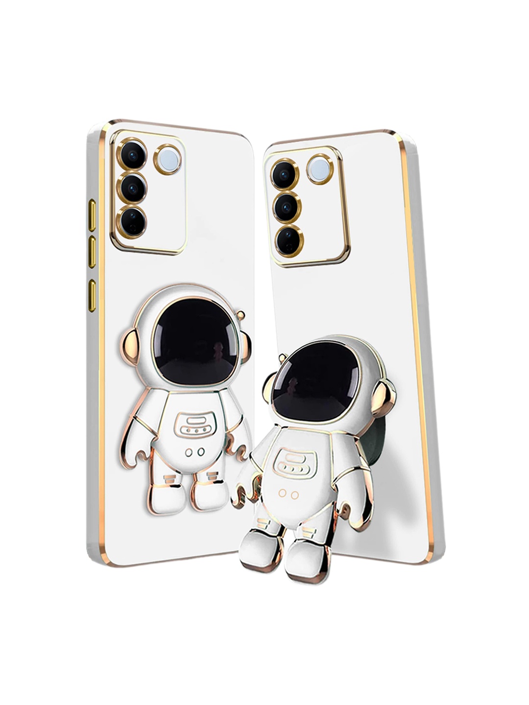 

Karwan Vivo V27 3D Astronaut Holster Phone Back Cover With Astronaut Holster Stand, White