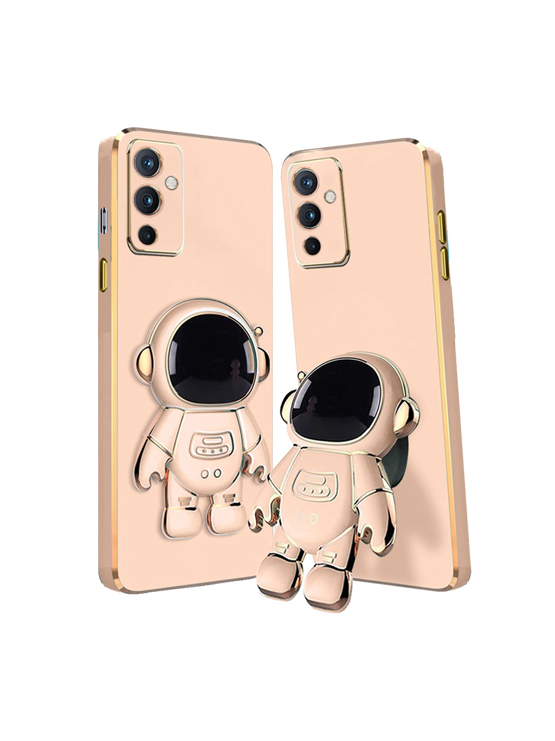 

Karwan Oneplus 9 Phone Back Cover With Astronaut Holster Stand, Pink