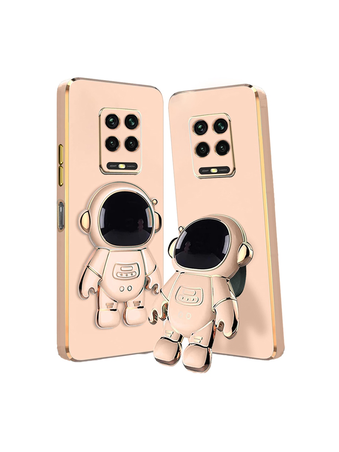 

Karwan Redmi Mi Note 9 Pro Phone Back Cover With Astronaut Holster Stand, Pink