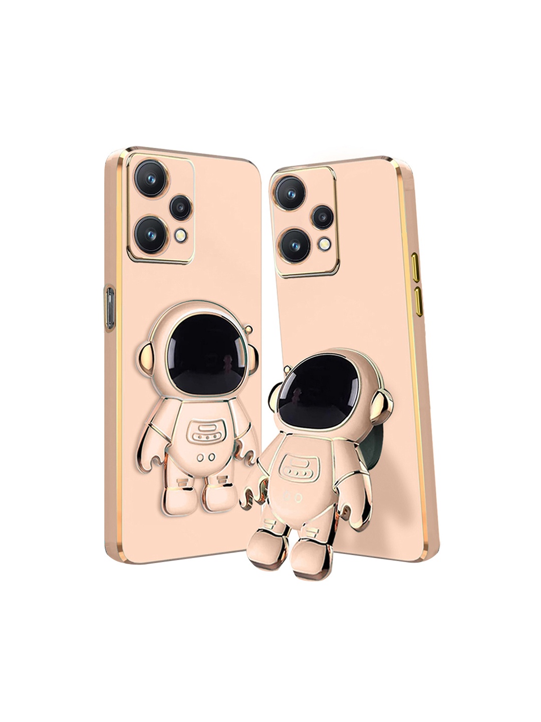 

Karwan 3D Astronaut Holster Realme 9 Pro 5g Phone Back Case With Folding Stand, Peach