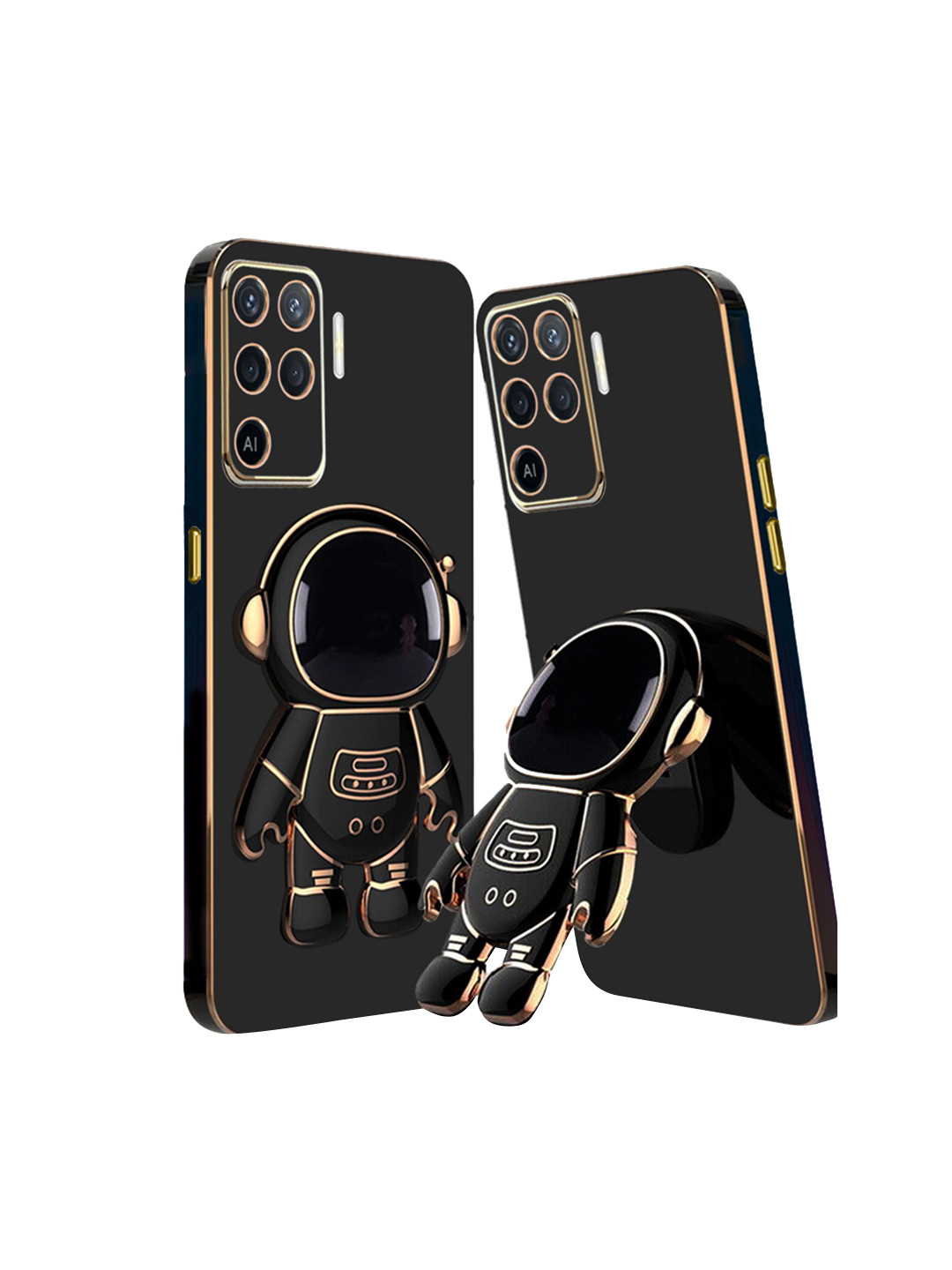 

Karwan Oppo f19 Pro Phone Back Cover With Astronaut Holster Stand, Black