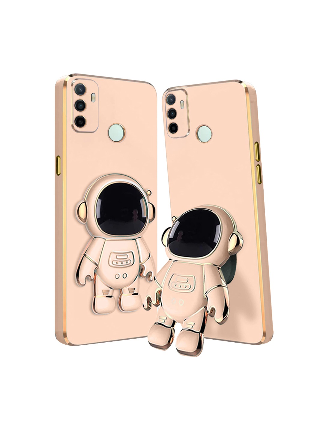 

Karwan Oppo A53 2020 3D Astronaut Holster Compatible Phone Back Case, Peach