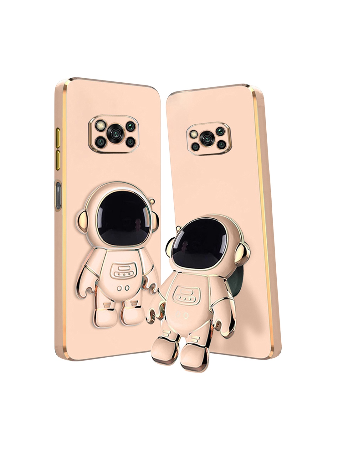 

Karwan Compatible Poco x3 Phone Back Case With Astronaut Holster Stand, Pink
