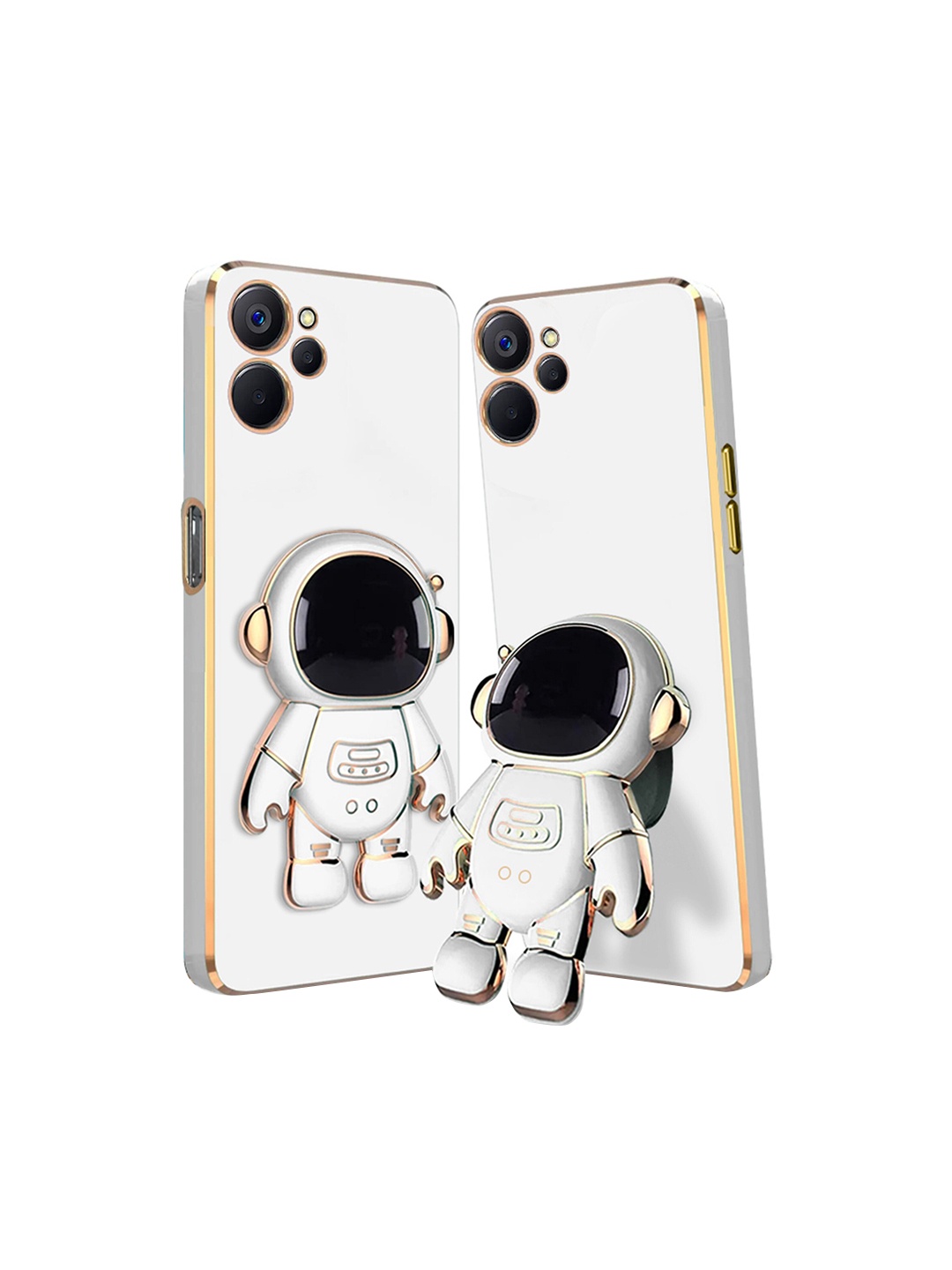 

Karwan 3D Astronaut Holster Realme 9i 5g Phone Back Case With Folding Stand, White