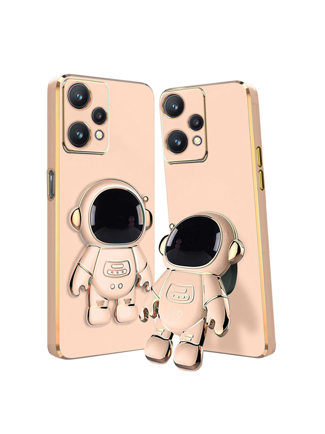 

Karwan Realme 10 Pro Phone Back Cover With Astronaut Holster Stand, Pink