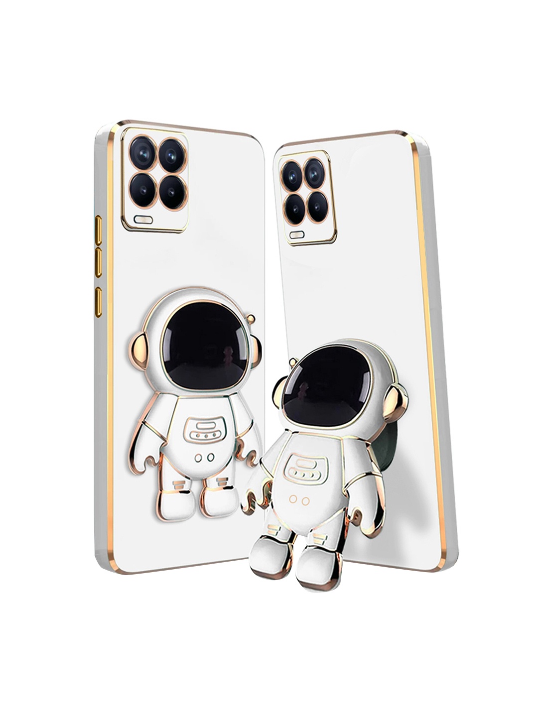 

Karwan Realme 8 Phone Back Case With Folding Stand, White