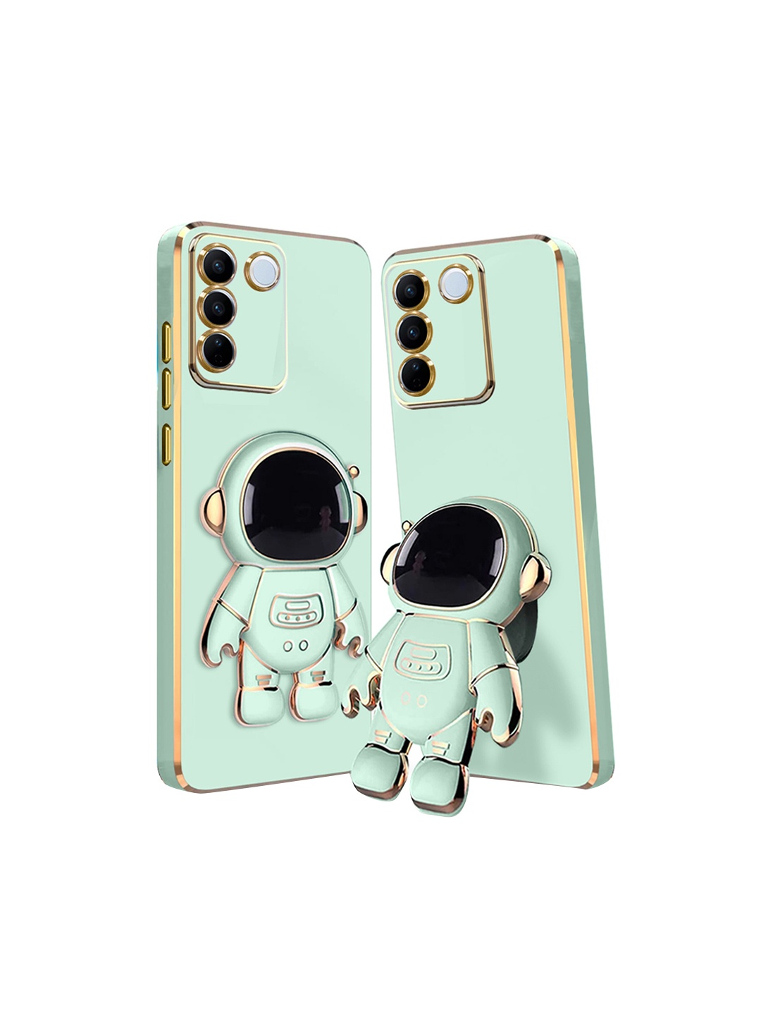 

Karwan 3D Astronaut Holster Vivo V27 Phone Back Case With Folding Stand, Green