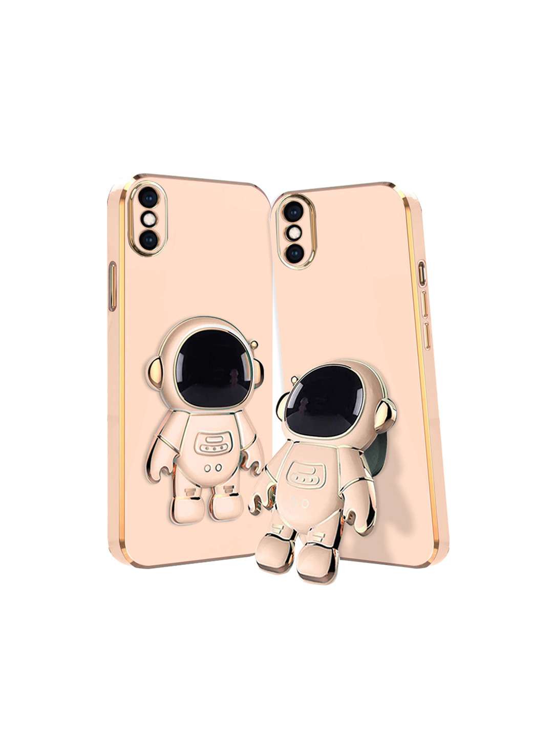 

Karwan iPhone Xs Phone Back Cover With 3D Astronaut Holster Stand, Pink