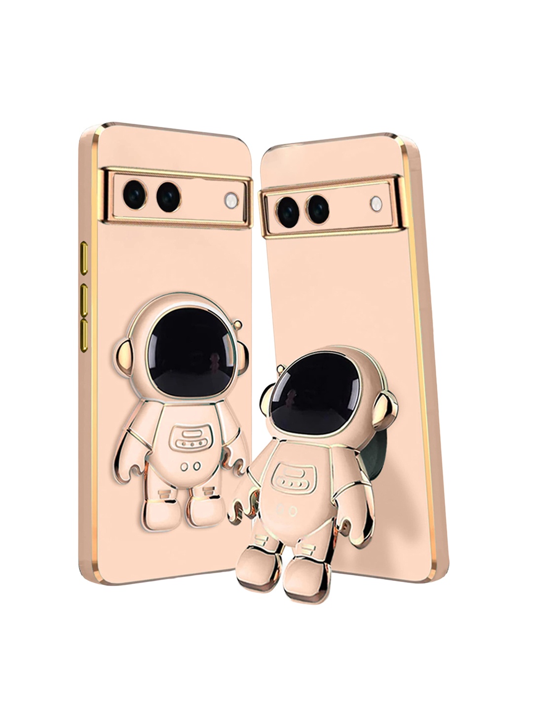 

Karwan 3D Astronaut Holster Google Pixel 6a Phone Back Case With Folding Stand, Peach