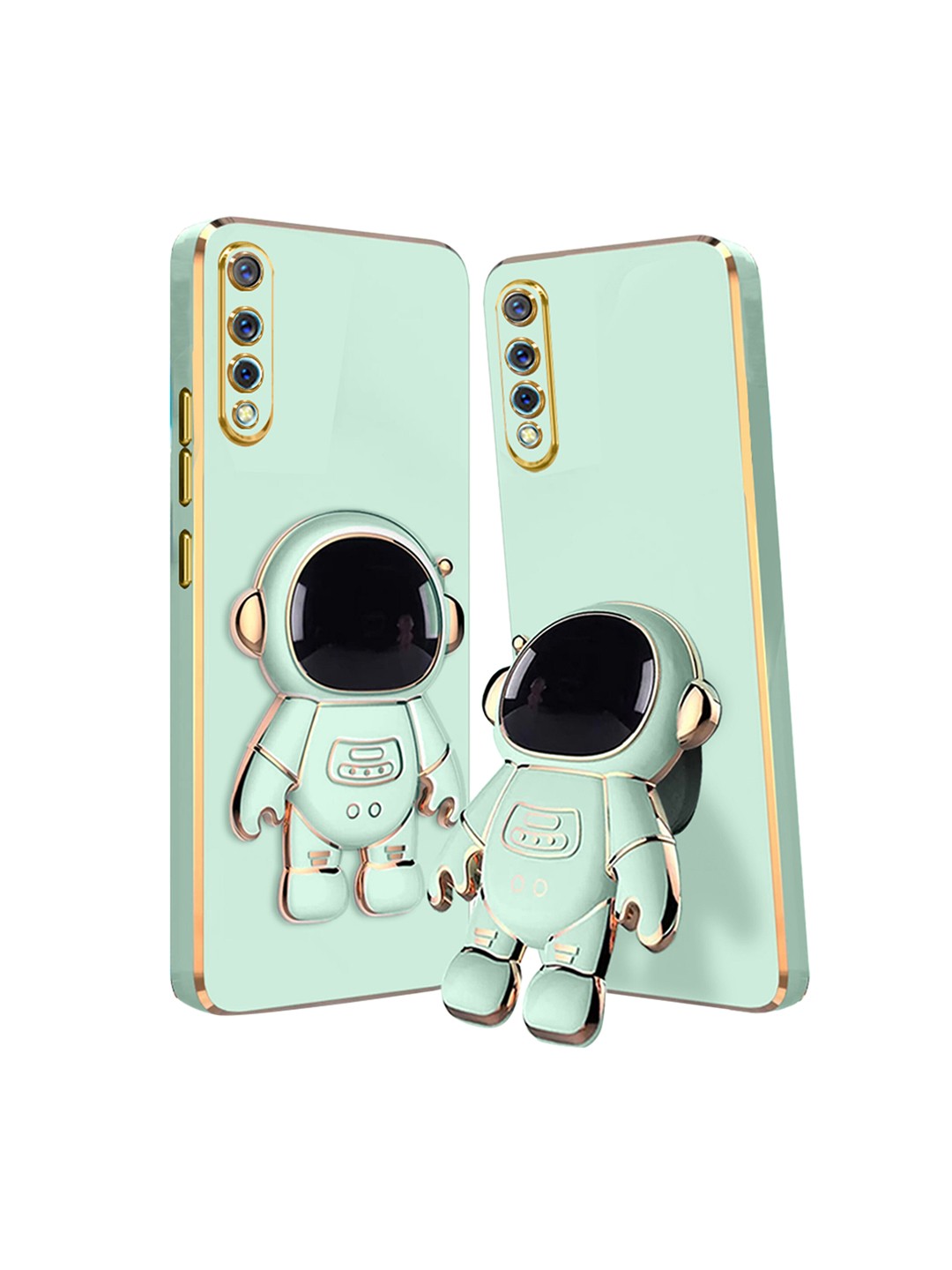 

Karwan Vivo s1 Phone Back Cover With Astronaut Holster Stand, Green