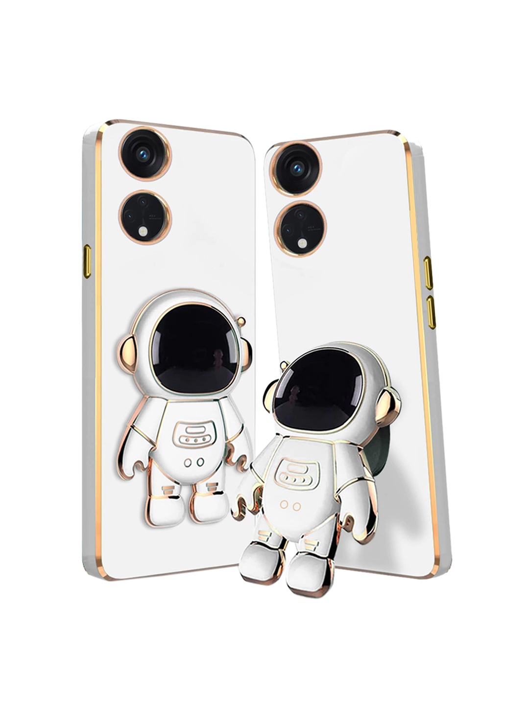 

Karwan 3D Astronaut Holster Oppo Reno 8t Phone Back Case With Folding Stand, White