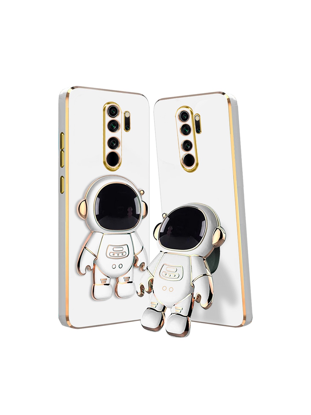 

Karwan Redmi Mi Note 8 Pro Phone Back Cover With Astronaut Holster Stand, White