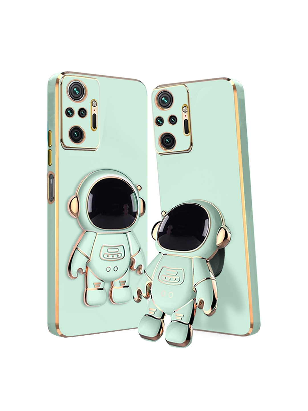 

Karwan Redmi Mi Note 10 Pro Phone Back Cover With Astronaut Holster Stand, Green