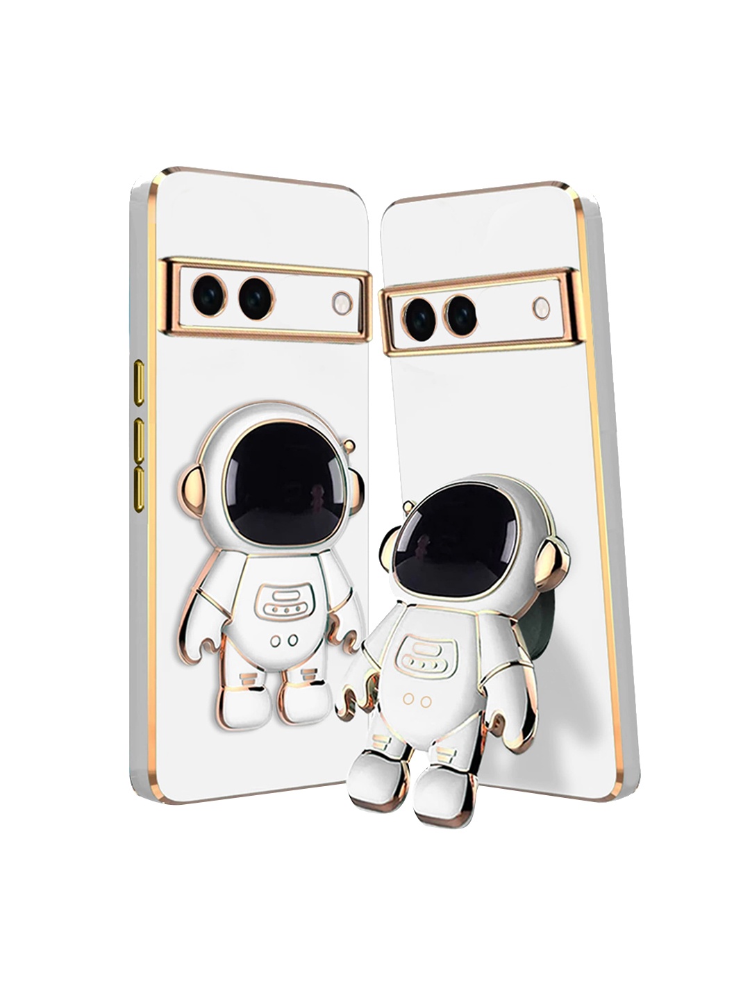 

Karwan 3D Astronaut Holster Google Pixel 6a Phone Back Case With Folding Stand, White