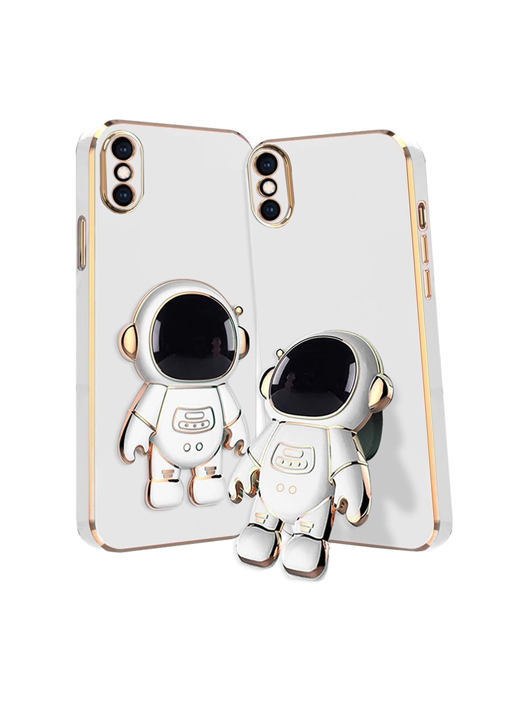 

Karwan 3D Astronaut Holster iPhone XS Phone Back Case With Folding Stand, White