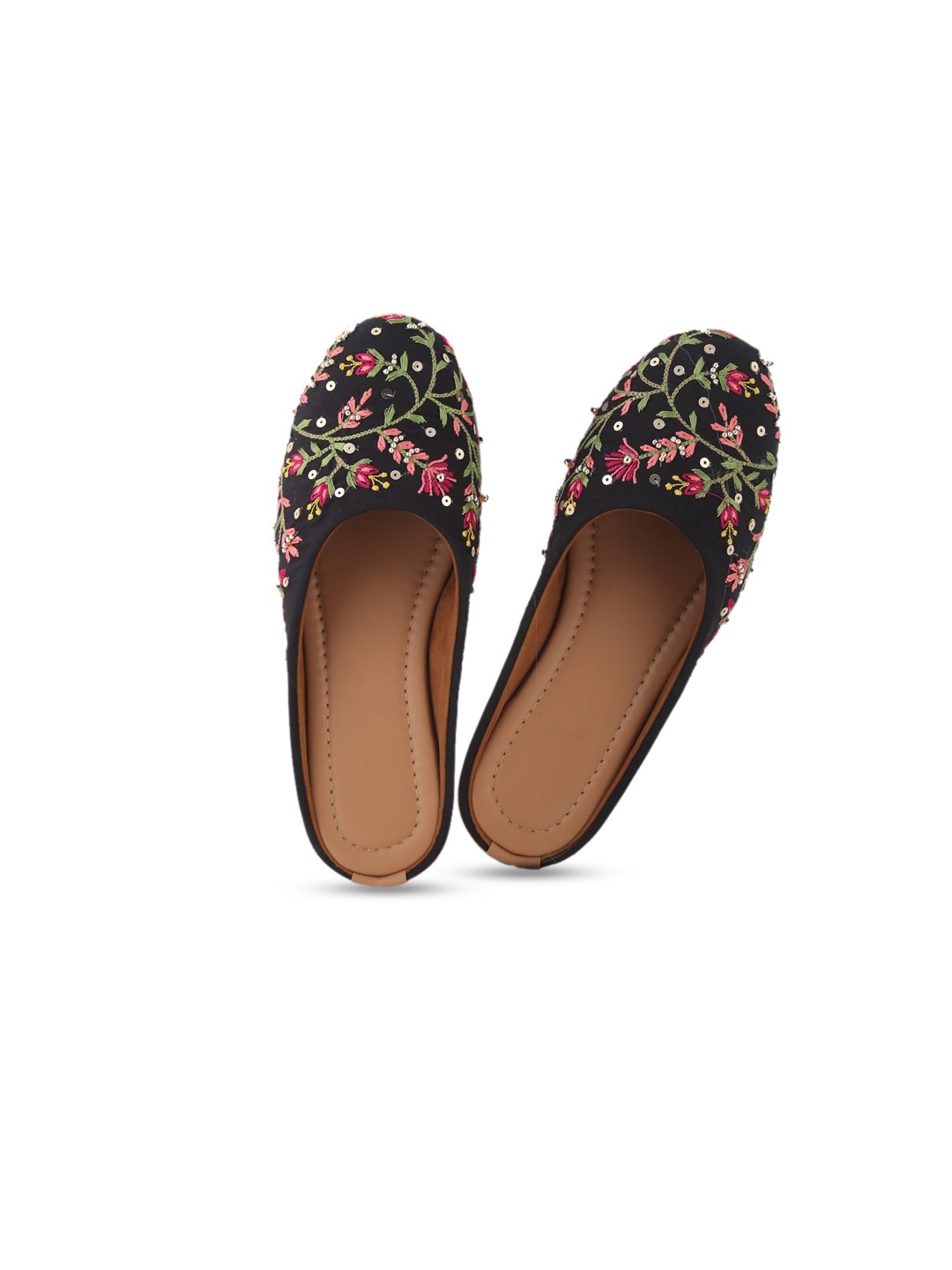 

White World Girls Embroidered Ethnic Mules, Black