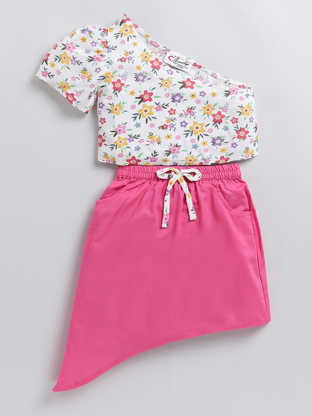 

M'andy Girls Printed Top with Skirt, Pink