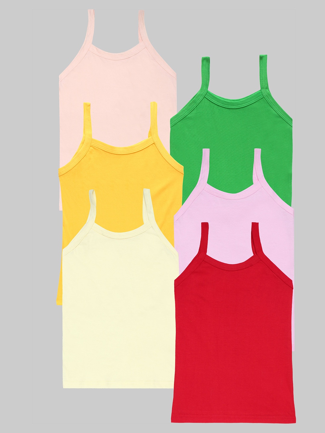

CAREPLUS Girls Pack Of 6 Assorted Pure Cotton Camisoles