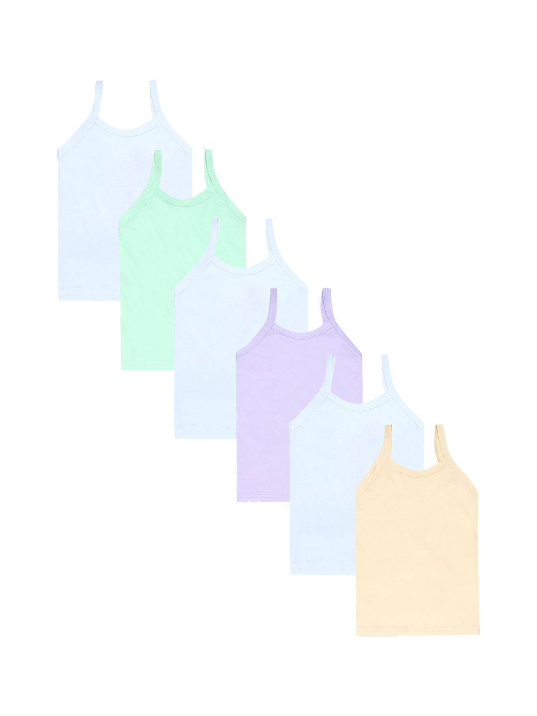 

CAREPLUS Girls Pack Of 6 Non Padded Pure Cotton Camisoles, White
