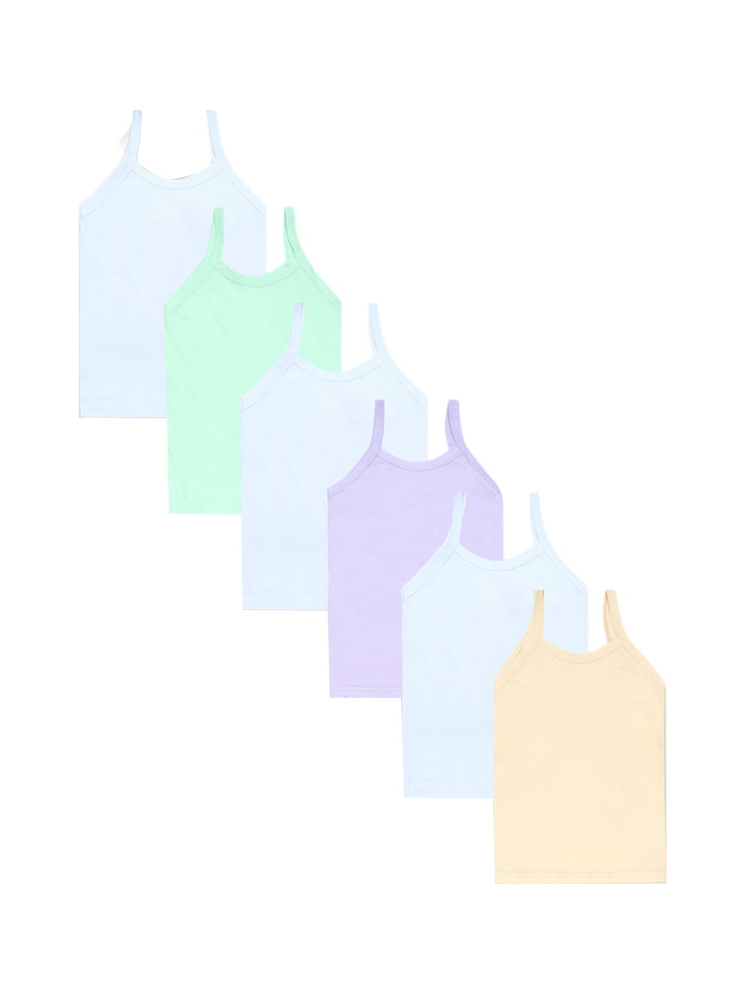 

CAREPLUS Infant Girls Pack Of 6 Printed Non Padded Cotton Camisoles, White