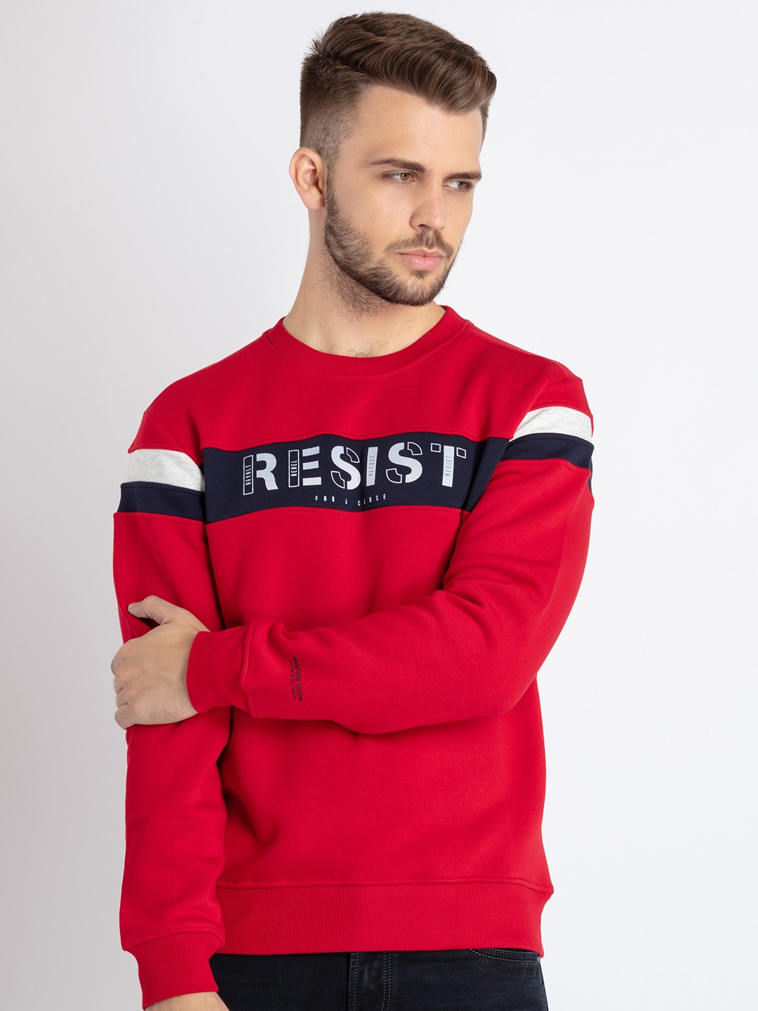 

Status Quo Typography Printed Cotton Sweatshirt, Red