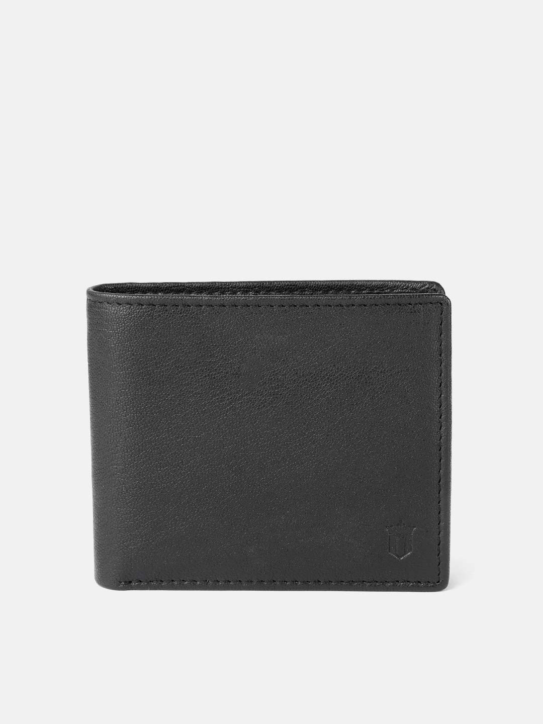 

Louis Philippe Men Black Solid Leather Two Fold Wallet