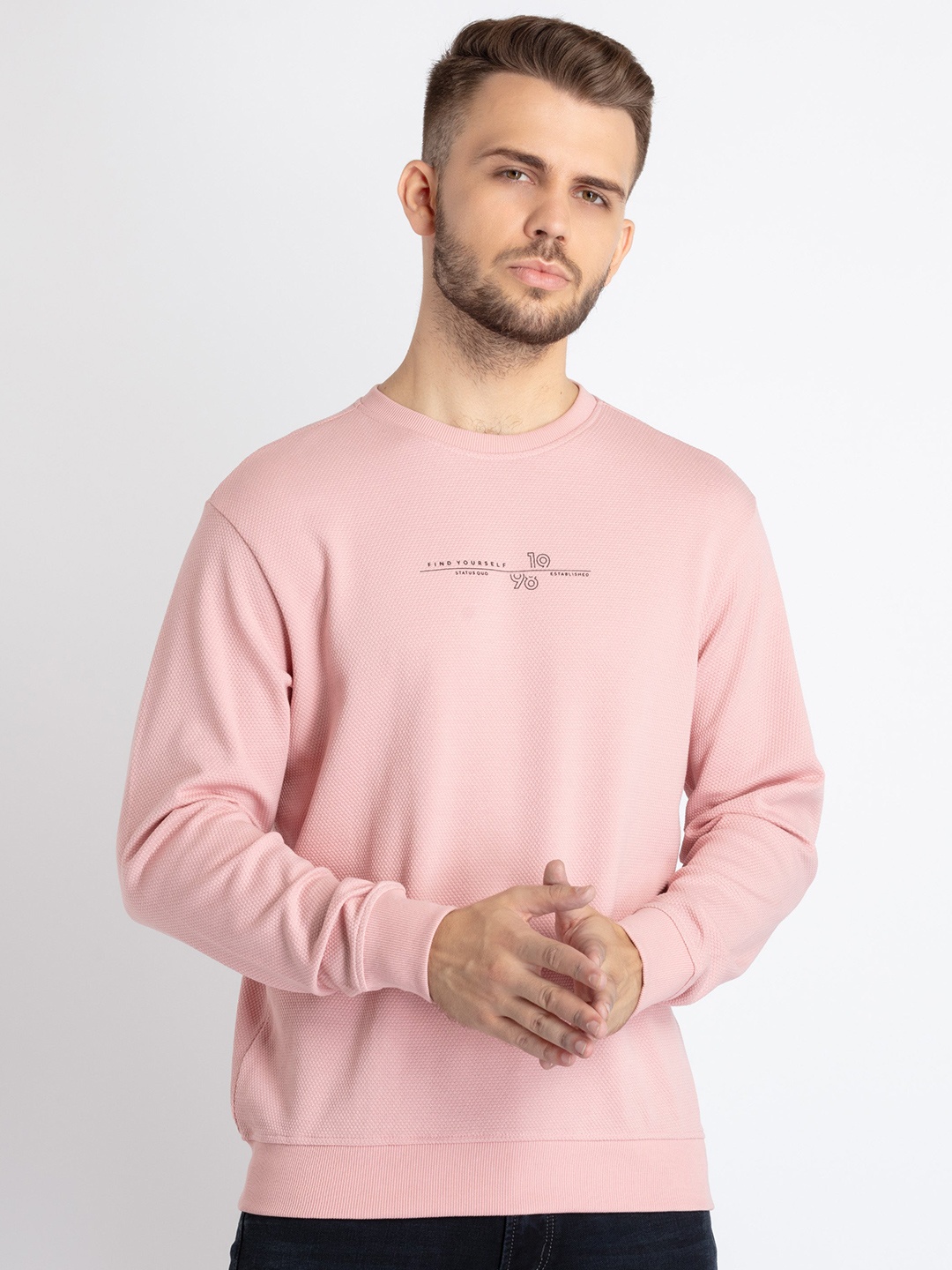 

Status Quo Round Neck Sweatshirt, Pink