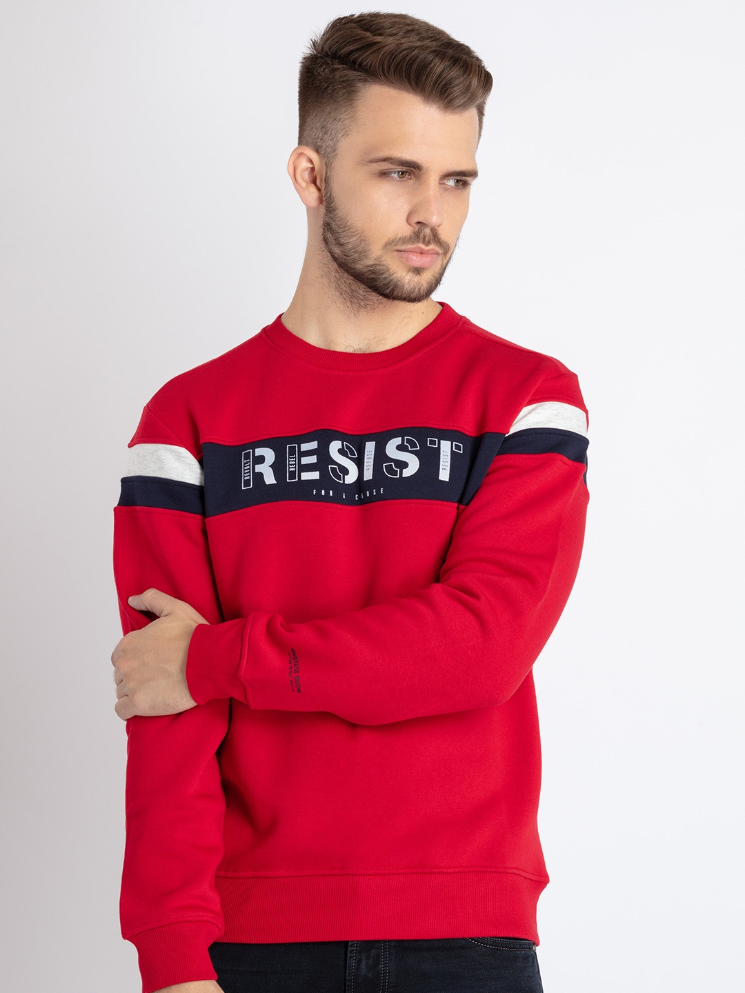 

Status Quo Printed Cotton Sweatshirt, Red