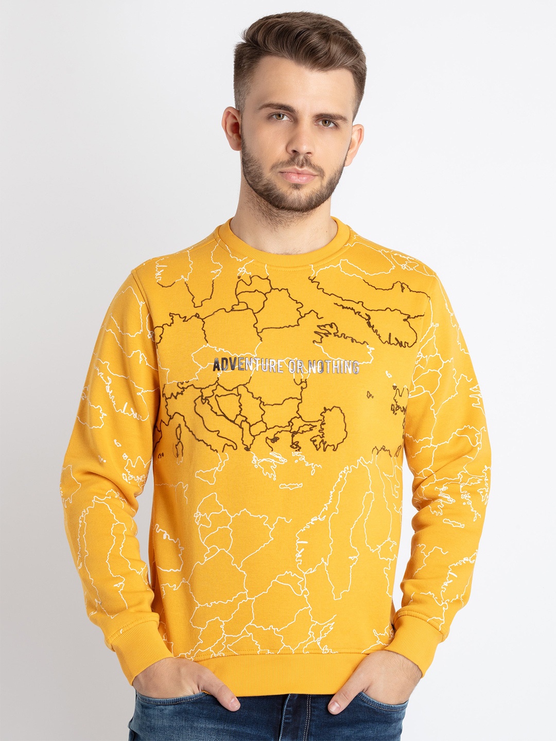 

Status Quo Abstract Printed Cotton Pullover, Gold