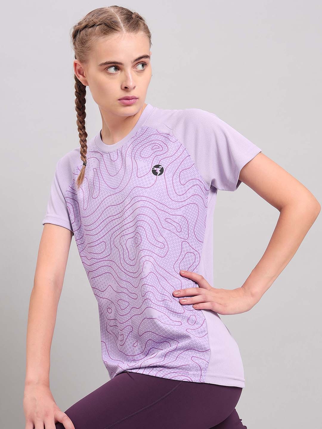 

Technosport Antimicrobial Abstract Printed Round Neck Slim Fit T-Shirts, Purple