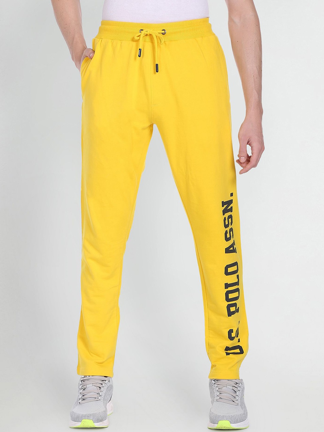 

U.S. Polo Assn. Denim Co. Men Brand Logo Printed Track Pants, Yellow