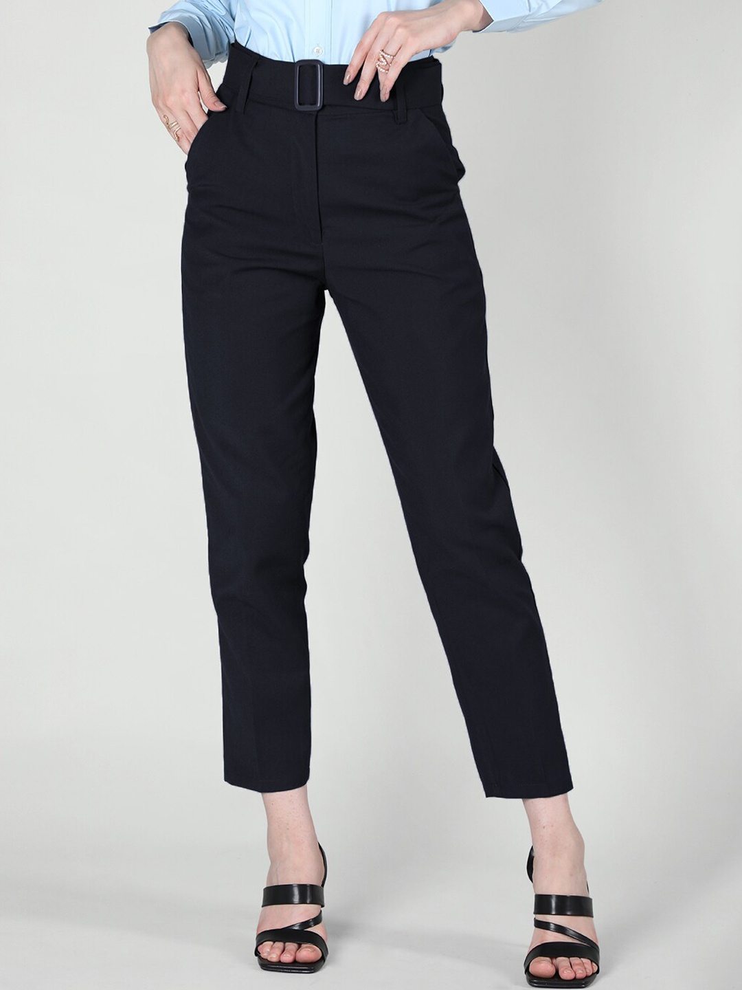 

Dlanxa Women Easy Wash Formal Trousers, Navy blue