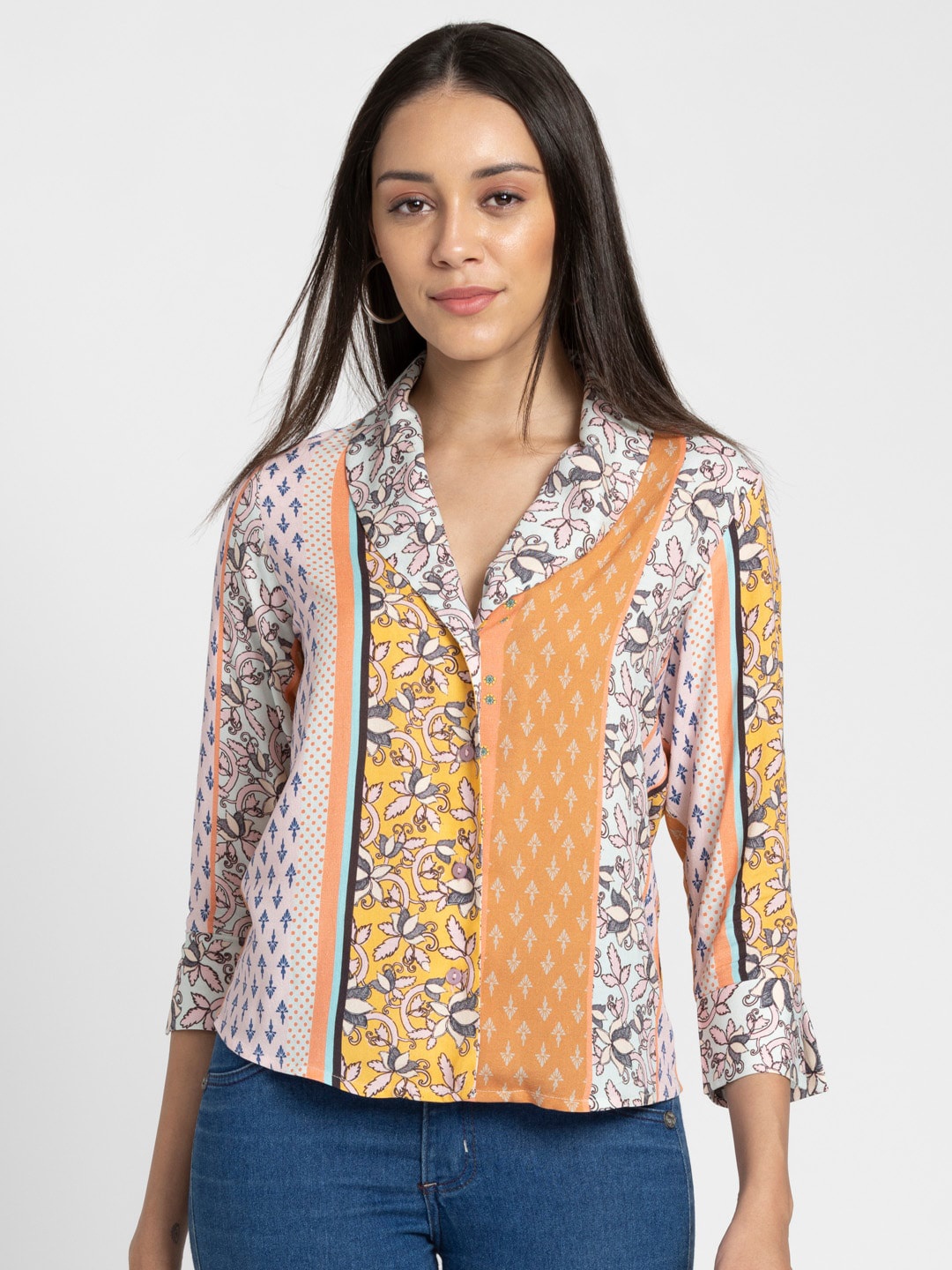 

SHAYE Floral Printed Classic Casual Shirt, Blue