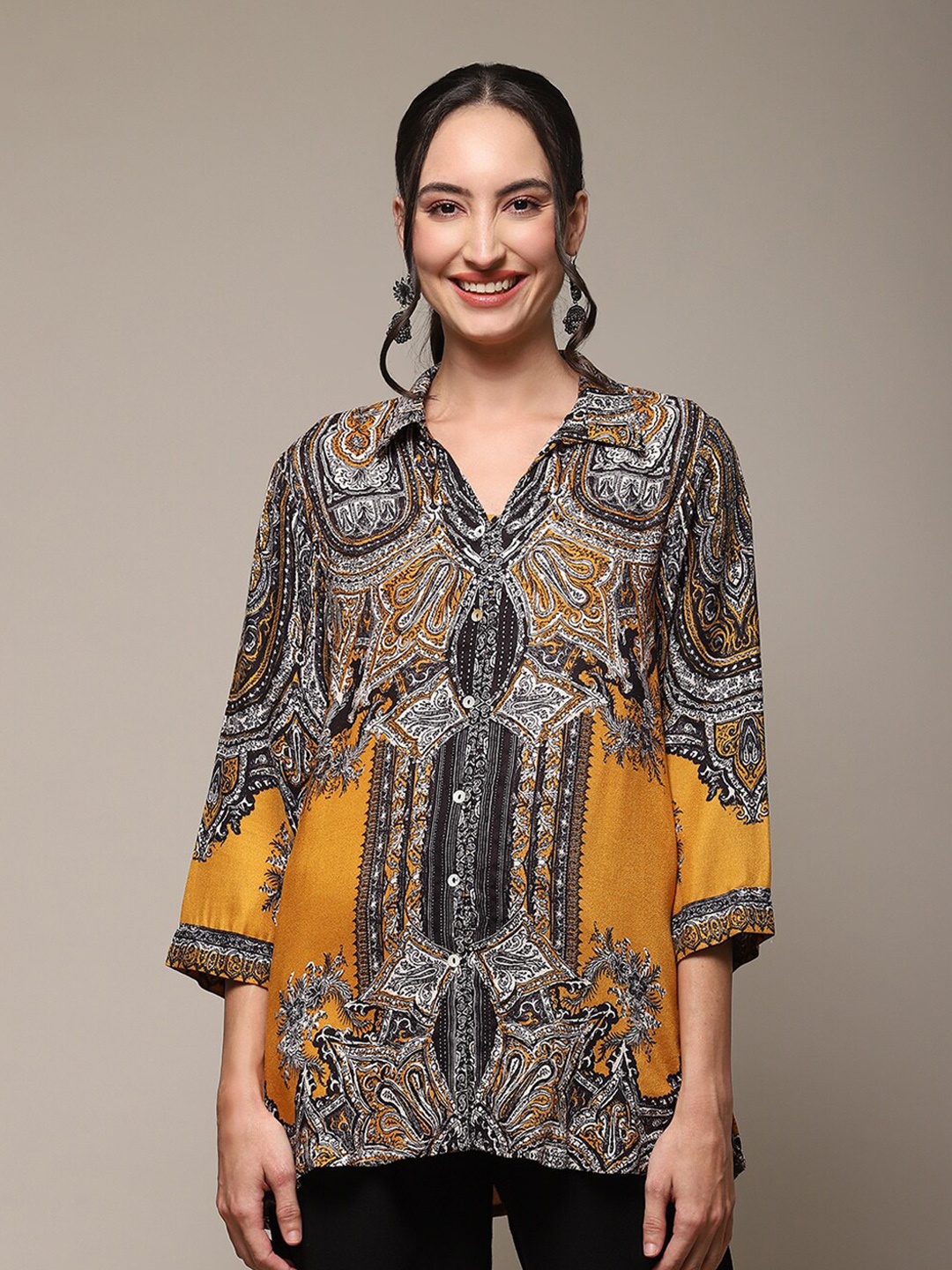 

Biba Ethnic Printed Casual Shirt, Mustard