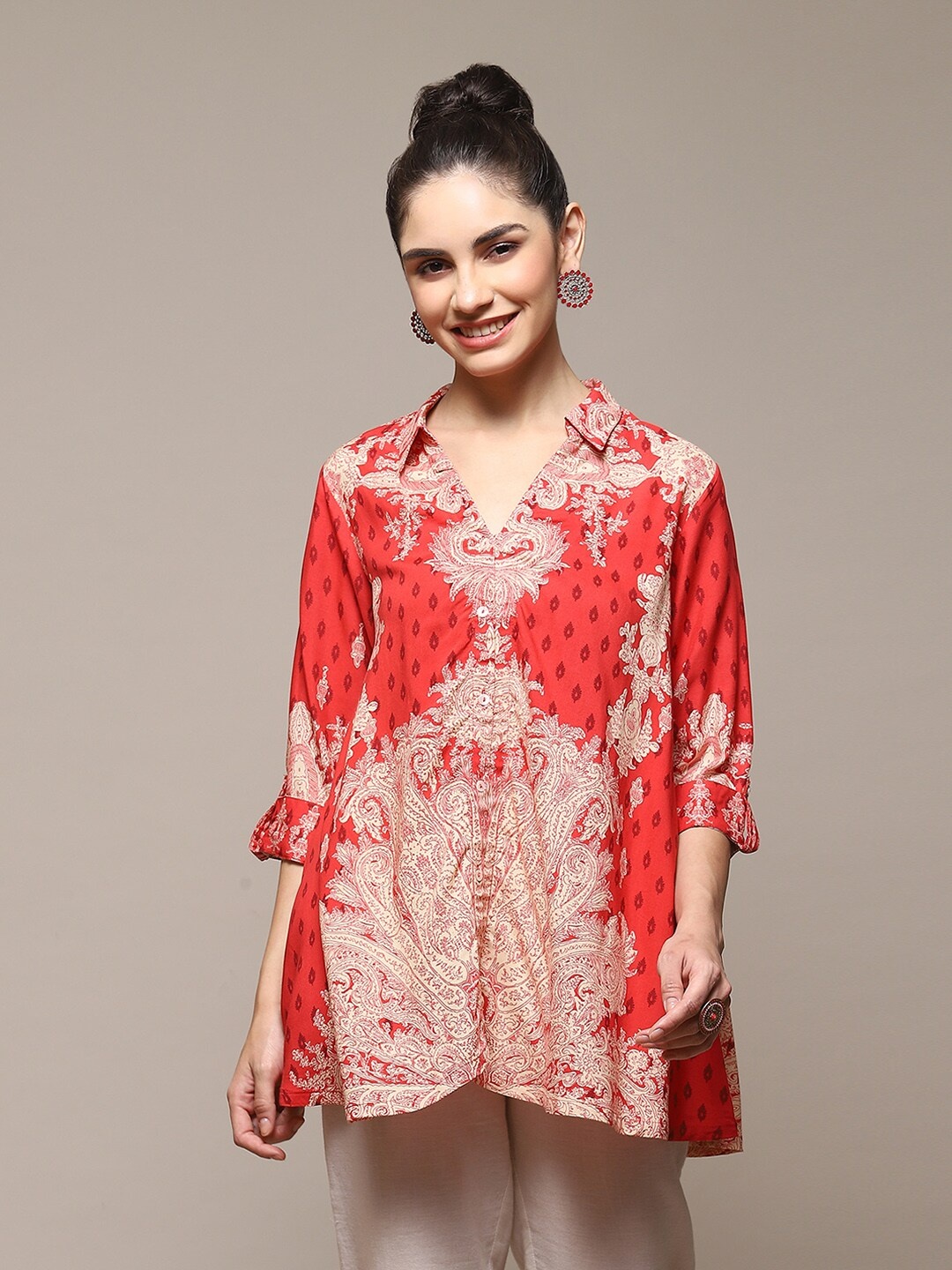 

Biba Ethnic Printed Casual Shirt, Red