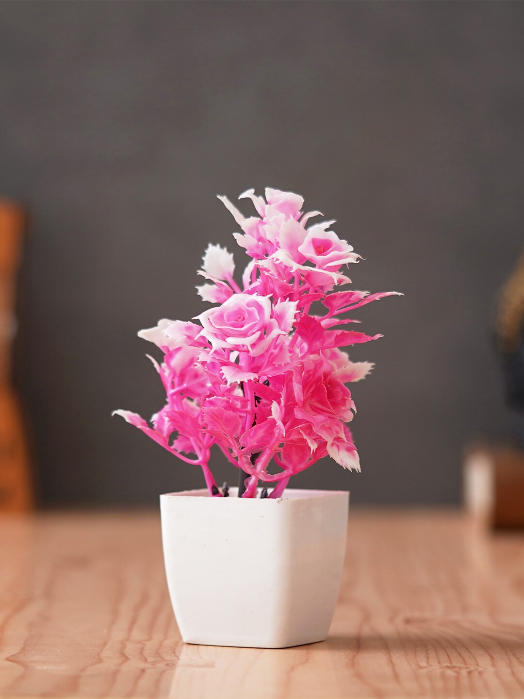 

eCraftIndia Pink & White Carnation Artificial Flowers With Pot