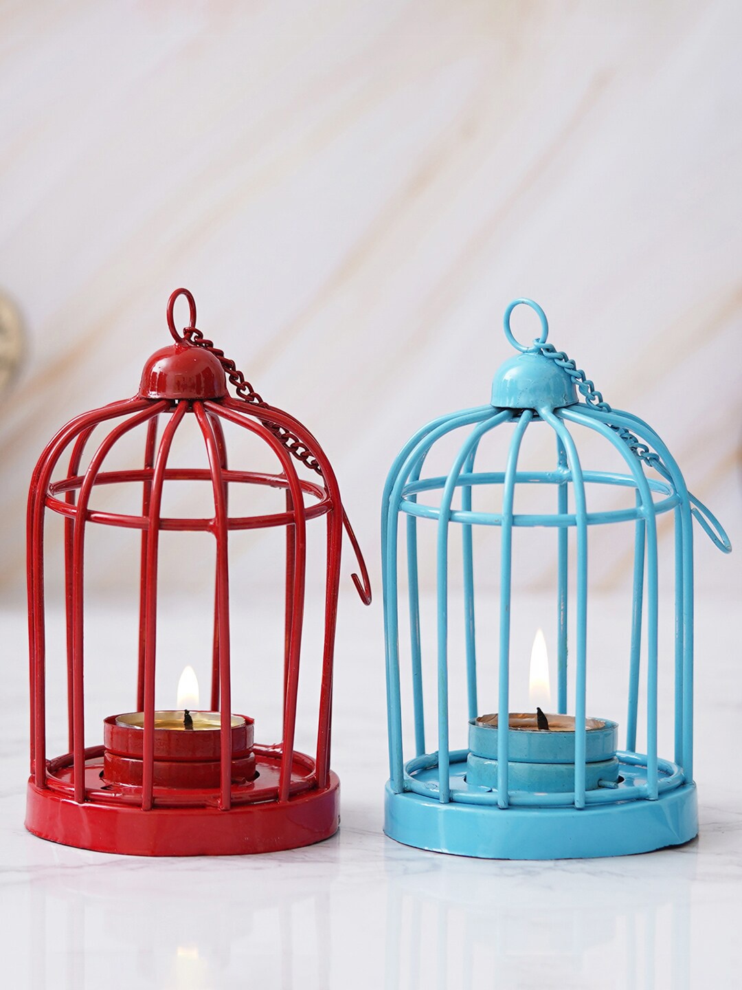 

eCraftIndia Red & Blue 2 Pieces Tea Light Candle Holders