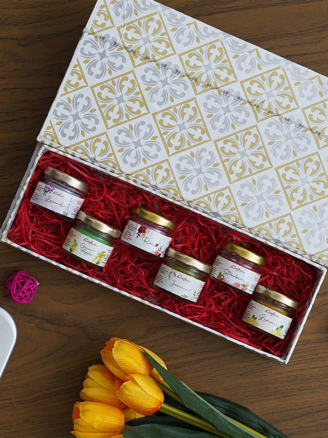 

eCraftIndia Green & Pink 6 Pcs Mini Jar Scented Candles