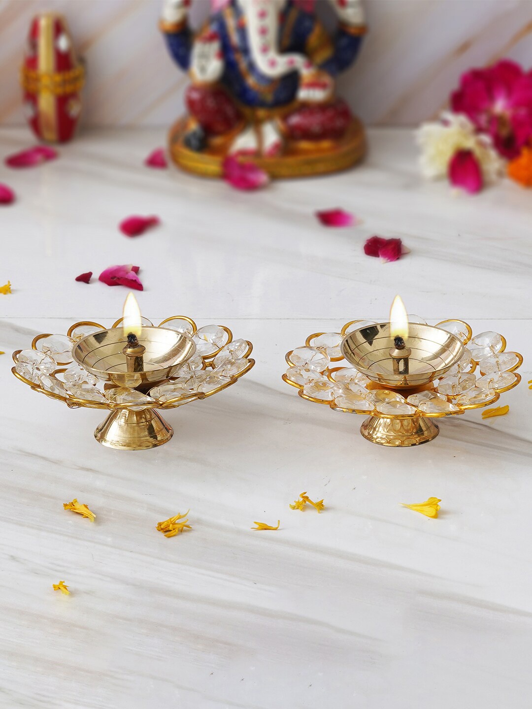 

eCraftIndia Gold-Toned 2 Pieces Bowl Shape Diyas