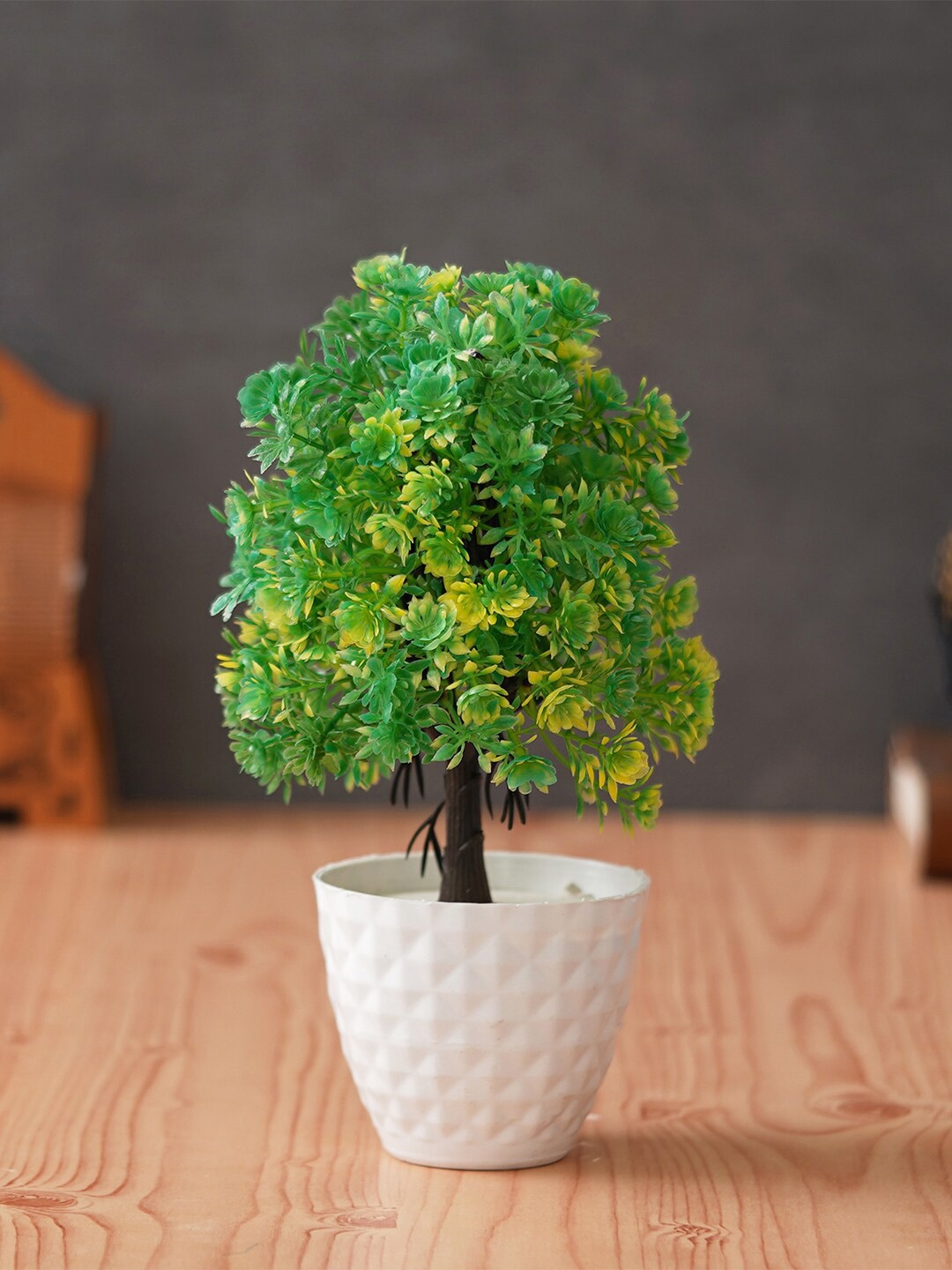 

eCraftIndia Green & White Bonsai Artificial Plant With Pot