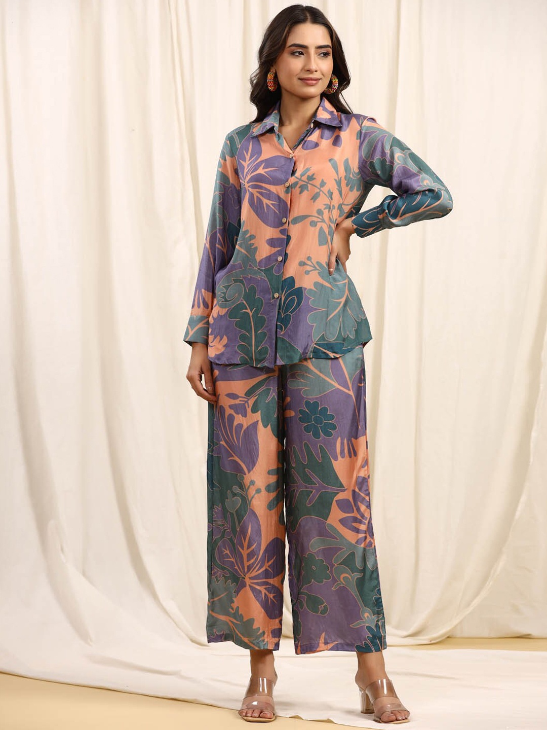 

Meena Bazaar Printed Pure Cotton Shirt & Trouser, Purple