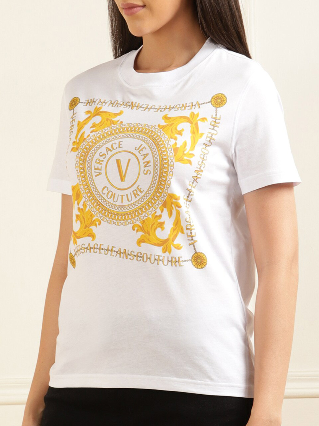 

Versace Jeans Couture Brand Logo Printed Cotton T-shirt, White