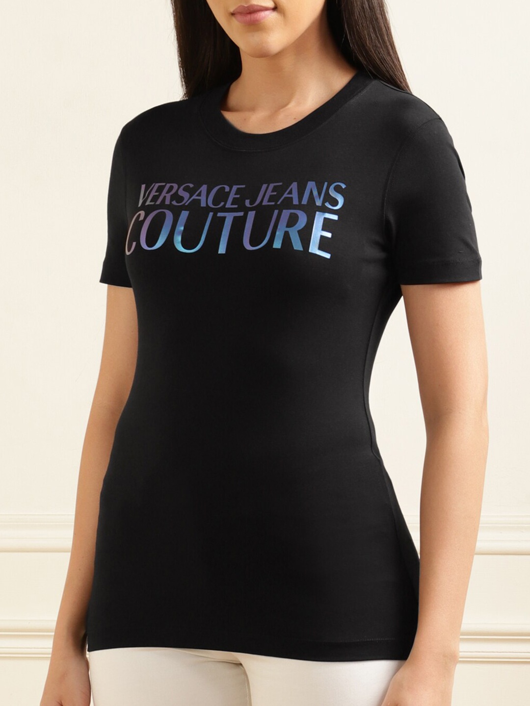 

Versace Jeans Couture Brand Logo Printed Cotton T-shirt, Black